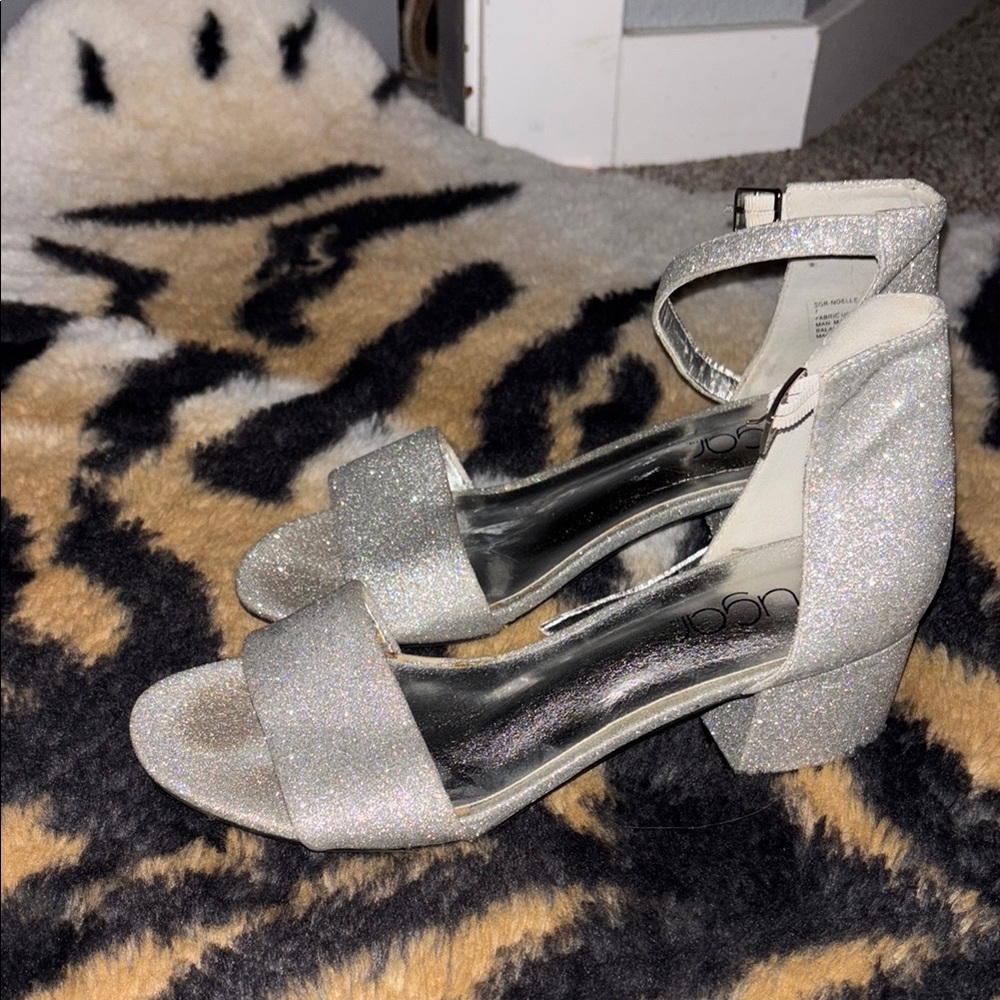 Sugar Silver Block Heel Sandals